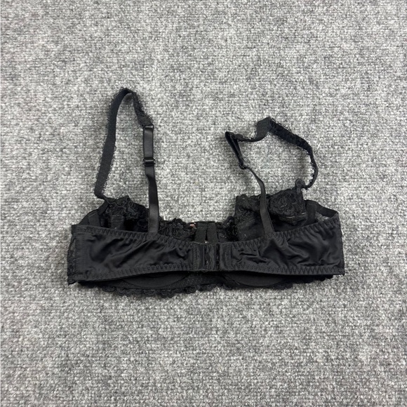 JEZEBEL Women’s Black Lace with Pink Ribbon Detail Sexy Bra size: 34C - Picture 2 of 6